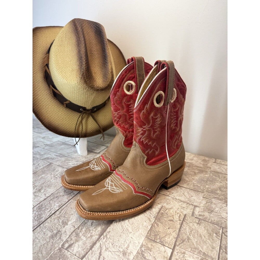 Stephy Big Girl Cowgirl Boots Boots By Lamas Square Toe Brown Leather US 5.5